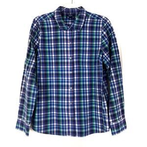GAP Factory | Boyfriend Fit Blue Multi-Color Plaid Button Up Shirt Womens Large